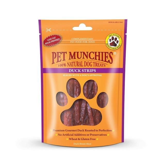 Pet Munchies 100% Natural Duck Strips Dog Treats   90g