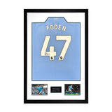 Phil Foden MCFC 24/25 Signed Framed Shirt, including 2 Photos