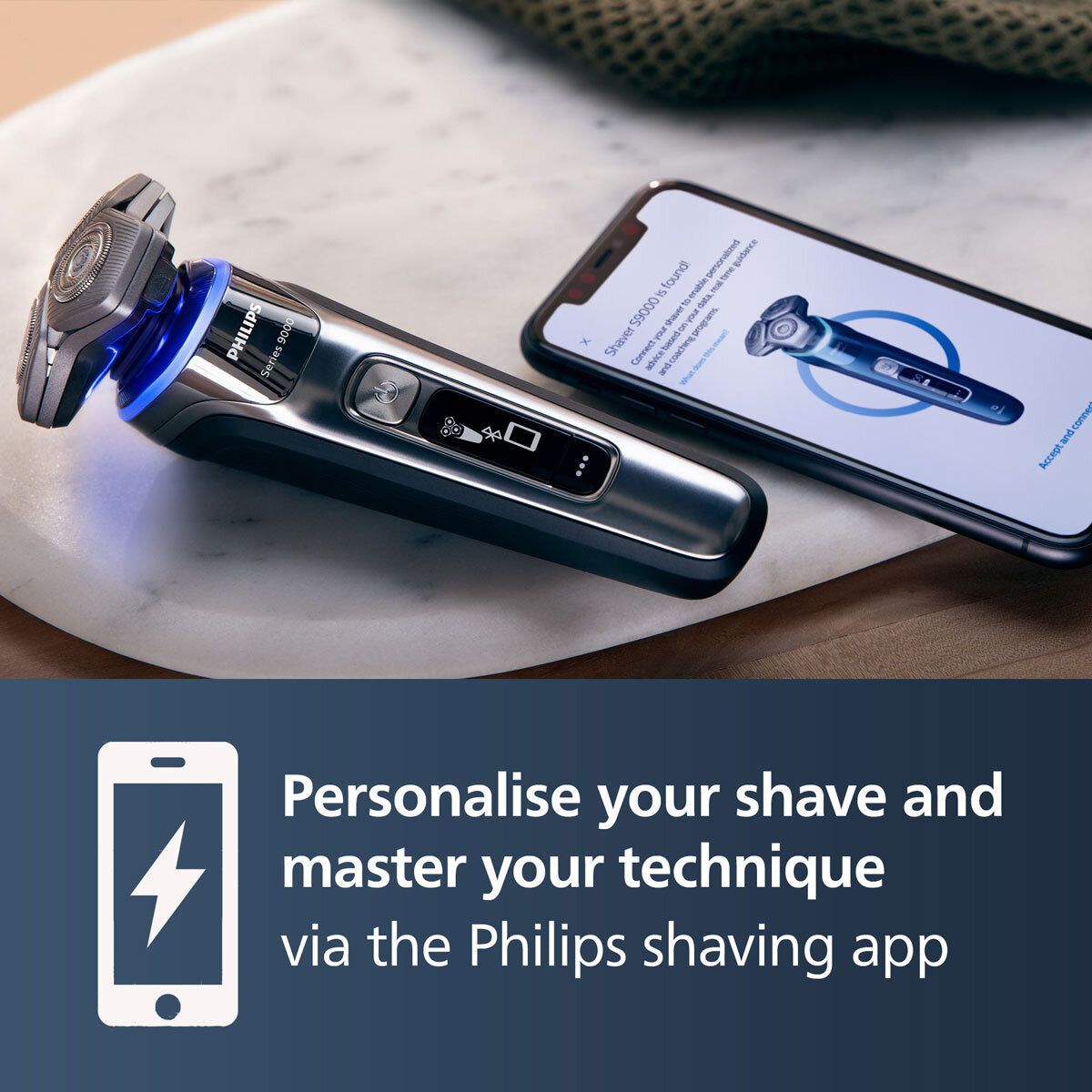 Philips Series 9000 Wet &amp;amp; Dry Electric Shaver with SkinIQ Technology, Charging Stand and Travel Case, S9974/35
