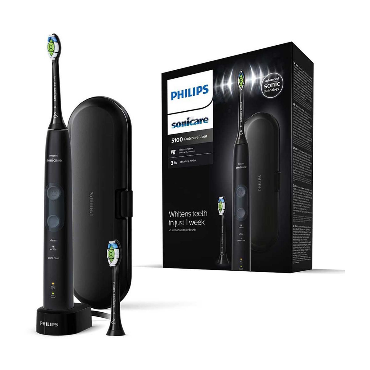 Philips Sonicare ProtectiveClean 5100 Electric Toothbrush with Travel Case - Black HX6850/47