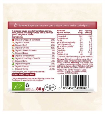Piccolo Organic Bolognese Sauce 120g