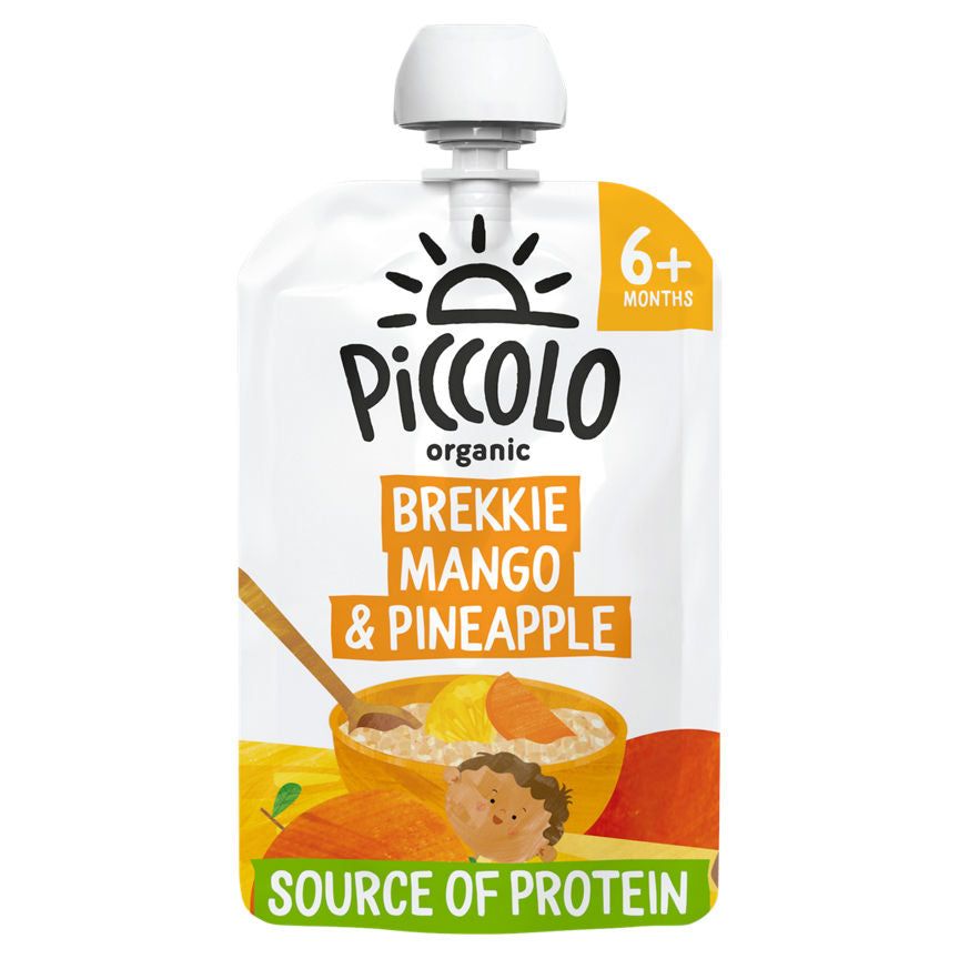 Piccolo Organic Brekkie Mango &amp;amp; Pineapple with Creamy Whole Milk Yoghurt Smooth 6+ Months 100g