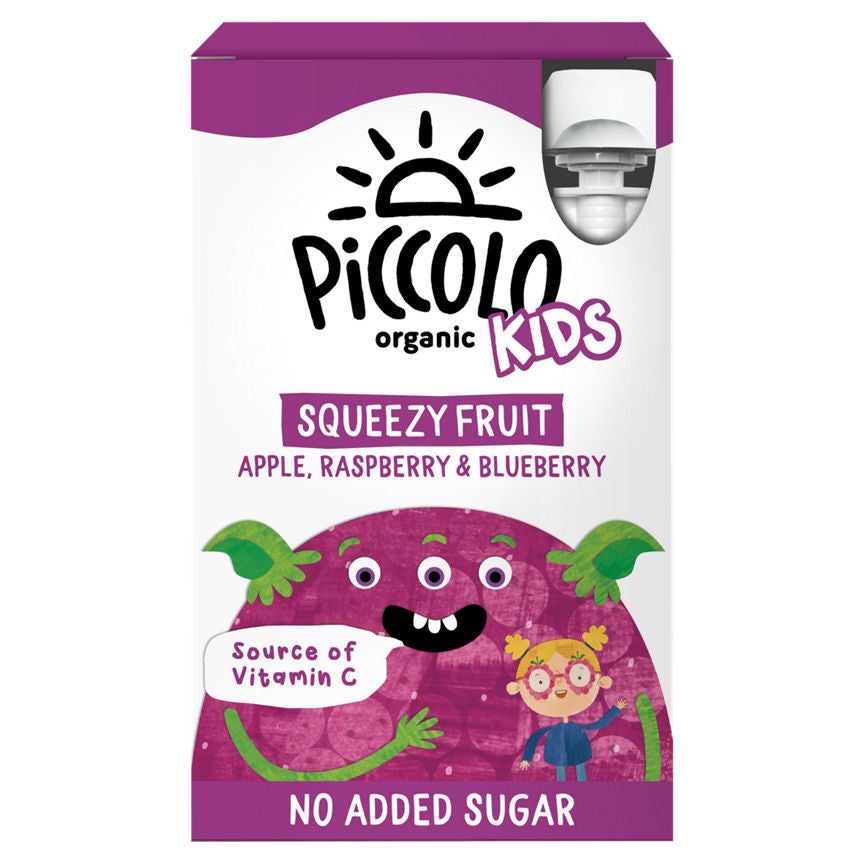 Piccolo Organic Kids Squeezy Fruit Apple, Raspberry &amp;amp; Blueberry 4x