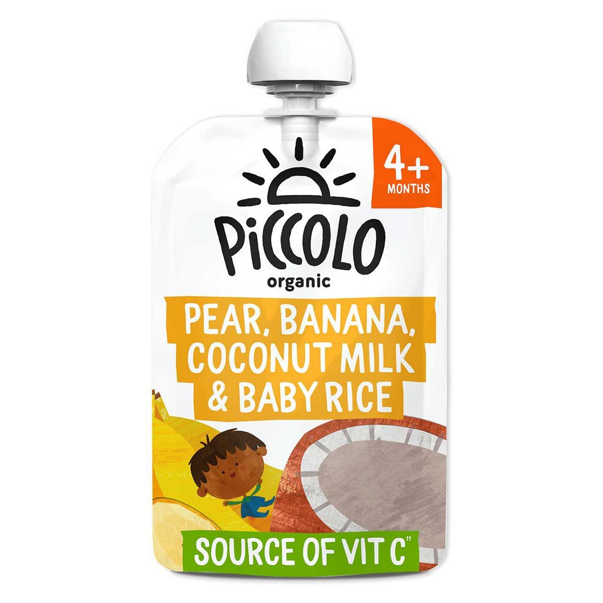 Piccolo Organic Pear, Banana, Coconut Milk &amp;amp; Baby Rice 100g 4 Months+