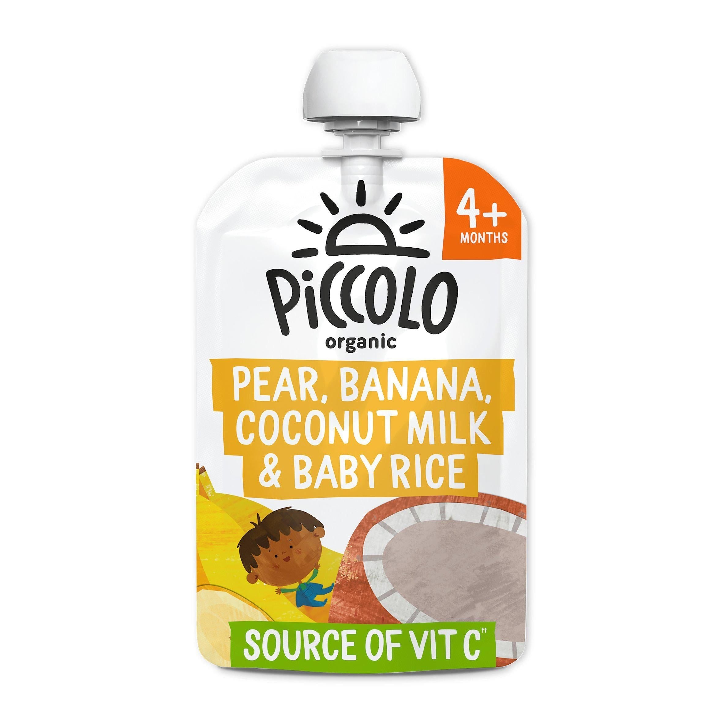 Piccolo Organic Pear Banana Coconut Milk &amp;amp; Baby Rice Smooth 4 Months+ 100g
