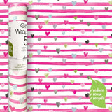 Pink Ribbon Hearts Gift Wrap Roll   5m