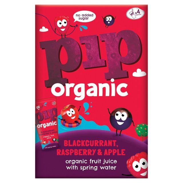 Pip Organic Blackcurrant Raspberry &amp;amp; Apple Juice with Spring Water Cartons   4 x 180ml