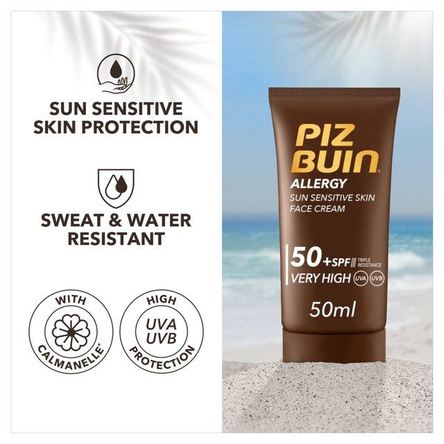 Piz Buin Allergy Sensitive SPF 50 Face Sun Cream   50ml