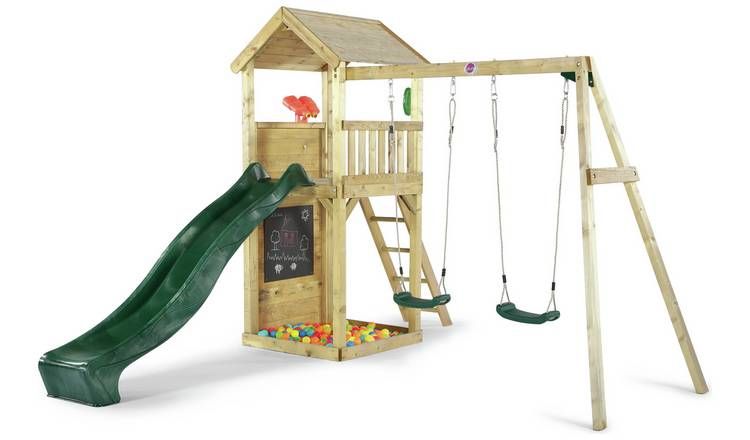 Plum Lookout Tower Wooden Climbing Frame with Swings &amp;amp; Slide