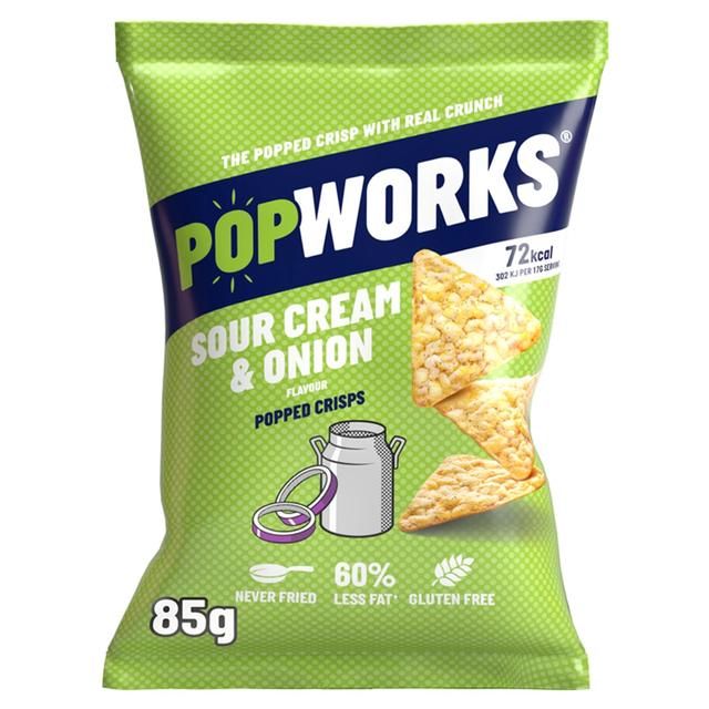 PopWorks Sour Cream &amp;amp; Onion Popped Crisps Sharing Bag   85g