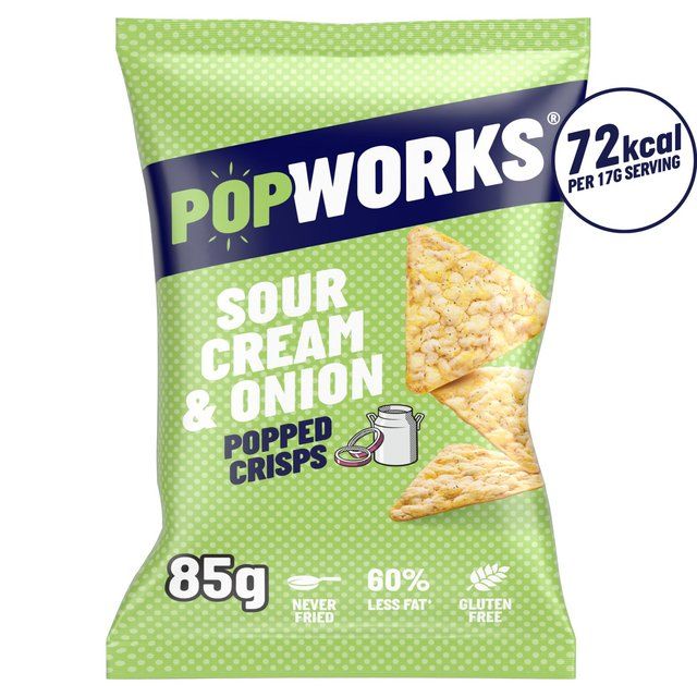 PopWorks Sour Cream &amp;amp; Onion Popped Crisps Sharing Bag   85g