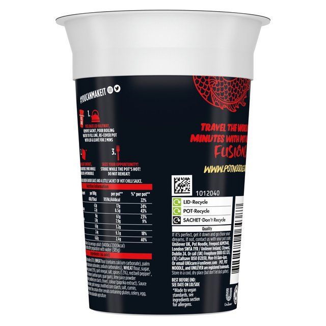 Pot Noodle Fusions Chilli Chicken Instant Snack Noodle   100g