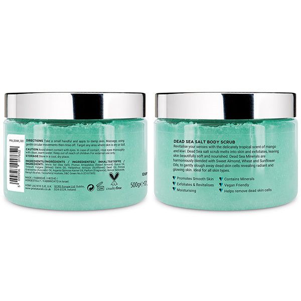 PraNaturals Dead Sea Salt Body Scrub 500g - Mango &amp;amp; Kiwi