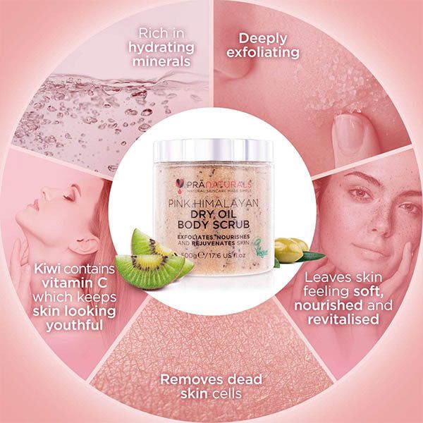 PraNaturals Pink Himalayan Dry Oil Body Scrub 500g