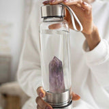 Prezzybox Amethyst Calming Glass Water Bottle