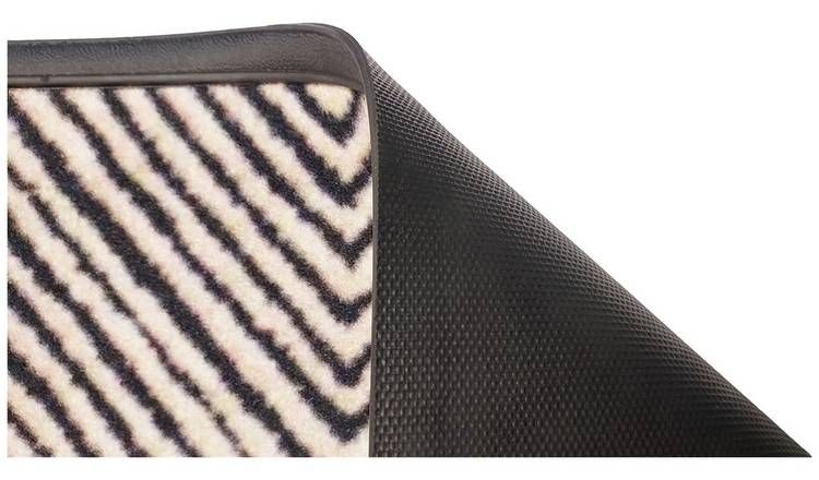 Primeur Abstract Black &amp;amp; White Cut Pile Doormat - 45x75cm