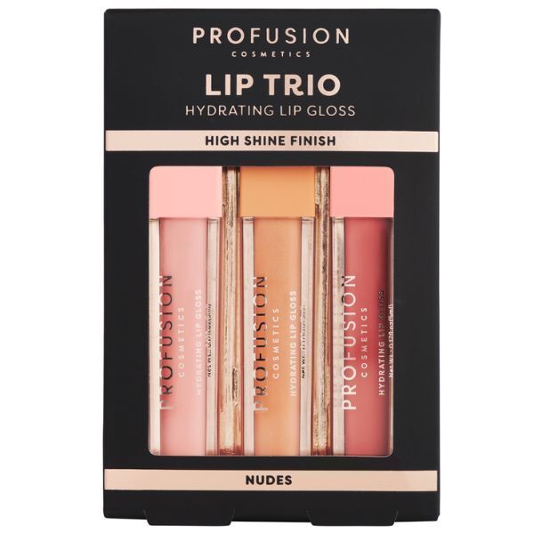 Profusion Cosmetics Lip Trio High Shine Lip Gloss - Nudes