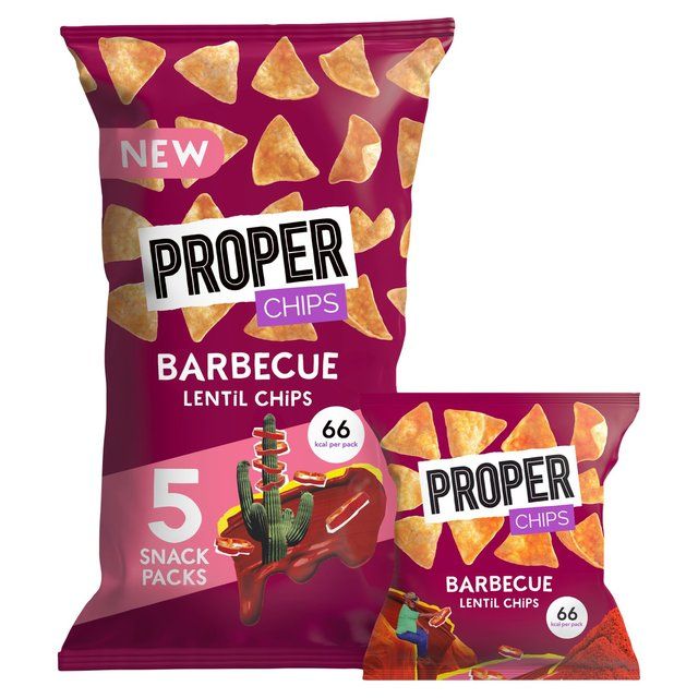 Properchips Barbecue Lentil Chips   5 per pack
