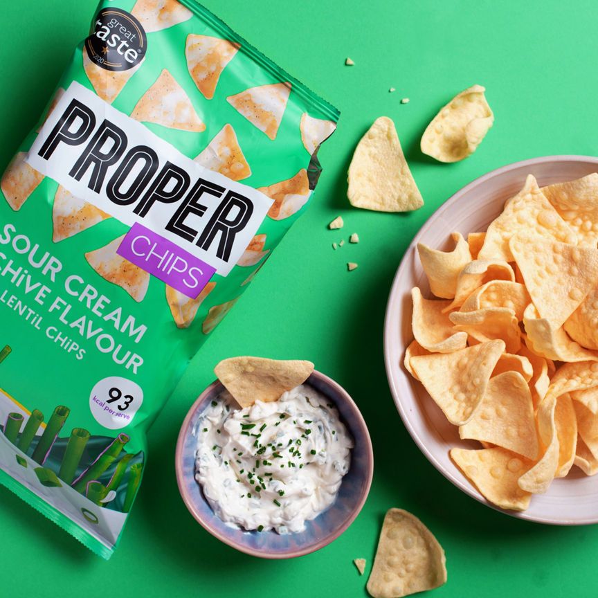 Properchips Sour Cream &amp;amp; Chive Flavour Lentil Chips Sharing Bag