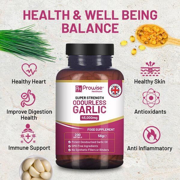 Prowise Odourless Garlic Capsules - 45,000mg - 200 Softgels