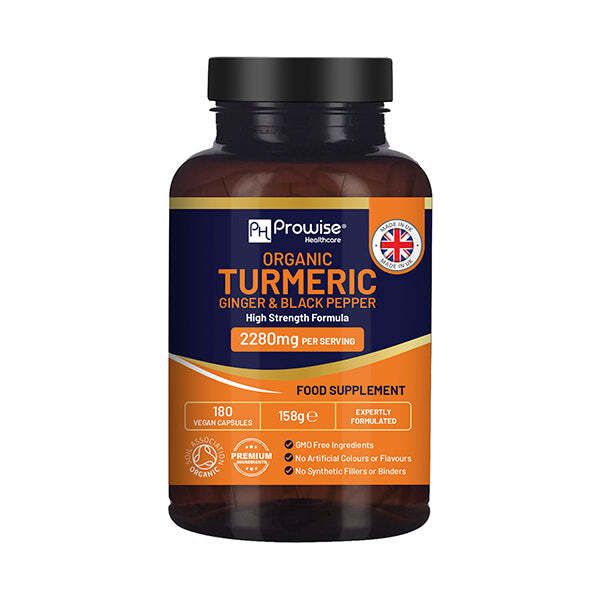 Prowise Organic Turmeric 2280mg Black Pepper &amp;amp; Ginger x 180