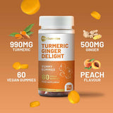 Prowise Turmeric &amp;amp; Ginger Gummies 60 Gummies Peach Flavour