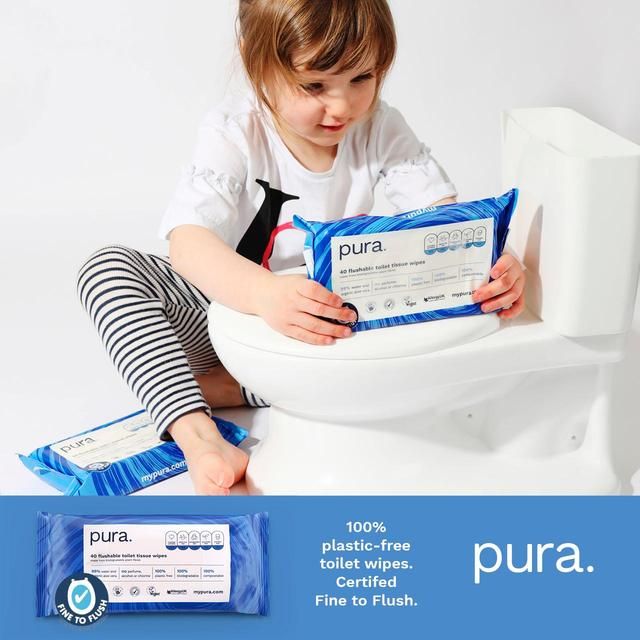 Pura Flushable Toilet Tissue Wipes Multipack   14 x 40 per pack