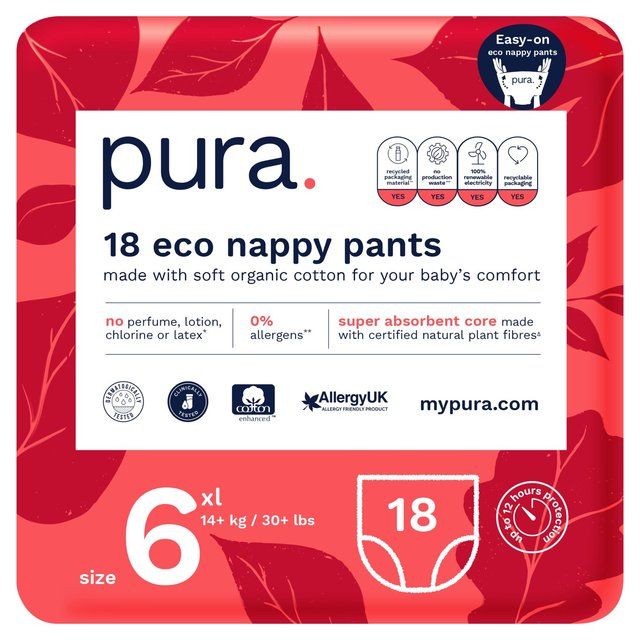 Pura High Performance Eco Nappy Pants Size 6 (14kg+)   18 per pack