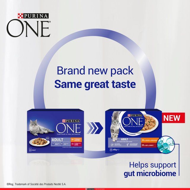 Purina One Mini Fillets Chicken &amp;amp; Beef Wet Cat Food   8 x 85g