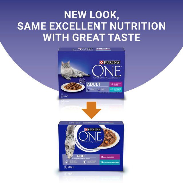 Purina One Mini Fillets Ocean Fish and Lamb Wet Cat Food   8 x 85g