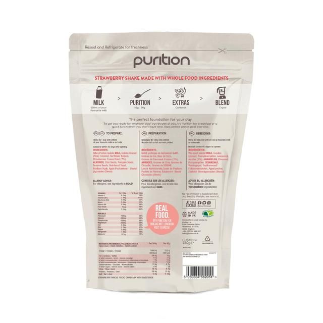 Purition Strawberries Wholefood Nutrition Powder    250g