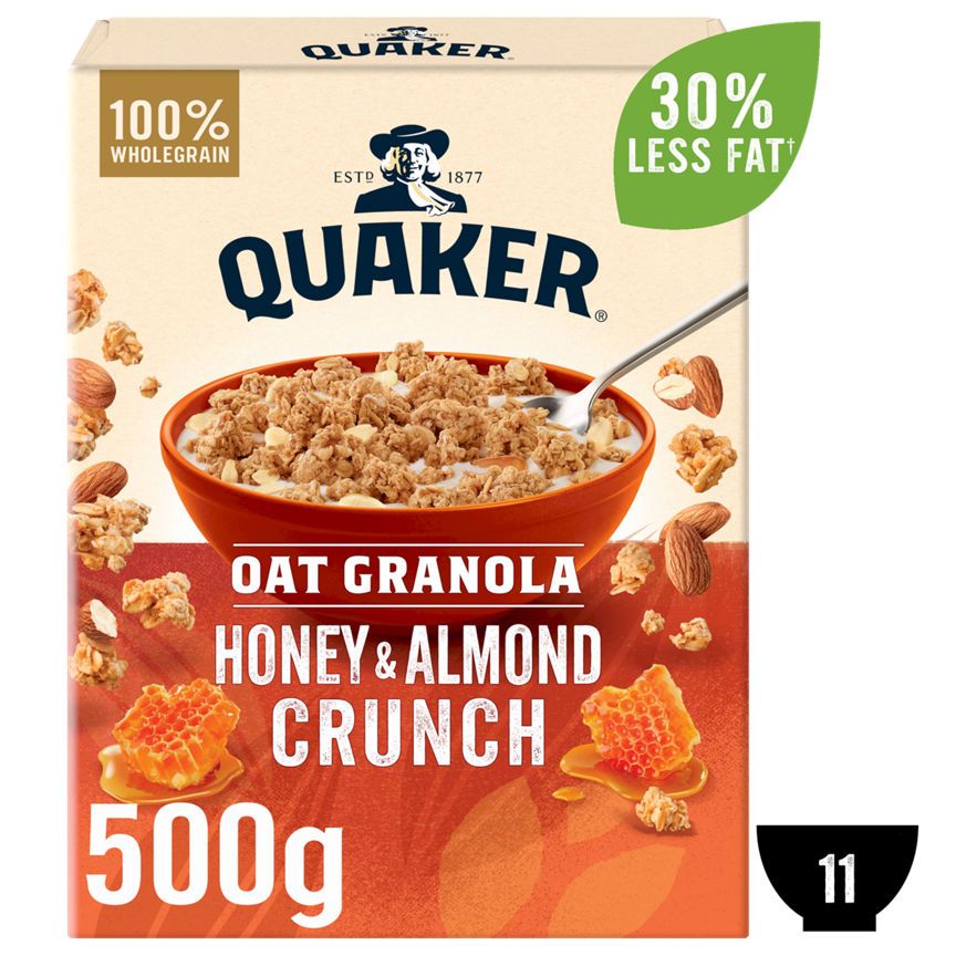 Quaker Oat Honey &amp;amp; Almond Granola Cereal 500g