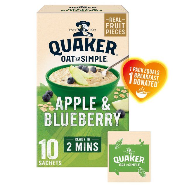 Quaker Oat So Simple Apple &amp;amp; Blueberry Porridge Sachets Cereal   10 per pack