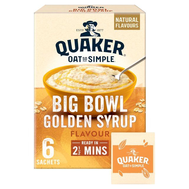 Quaker Oat So Simple Big Bowl Golden Syrup Porridge Sachets Cereal   6 per pack
