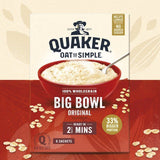 Quaker Oat So Simple Big Bowl Original Porridge Sachets Cereal   6 per pack