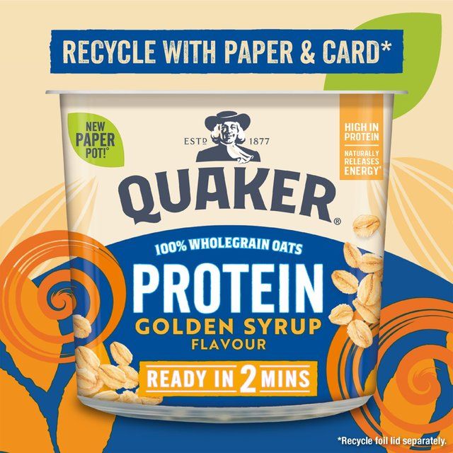 Quaker Oat So Simple Protein Porridge Cereal Pot Golden Syrup   63g