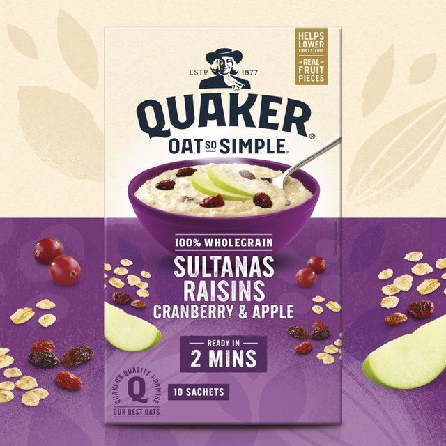 Quaker Oat So Simple Sultanas &amp;amp; Raisins Fruit Porridge Sachets Cereal   10 per pack