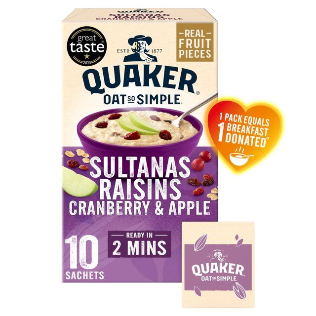 Quaker Oat So Simple Sultanas &amp;amp; Raisins Fruit Porridge Sachets Cereal   10 per pack