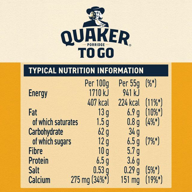 Quaker Porridge To Go Golden Syrup Breakfast Bars   2 per pack