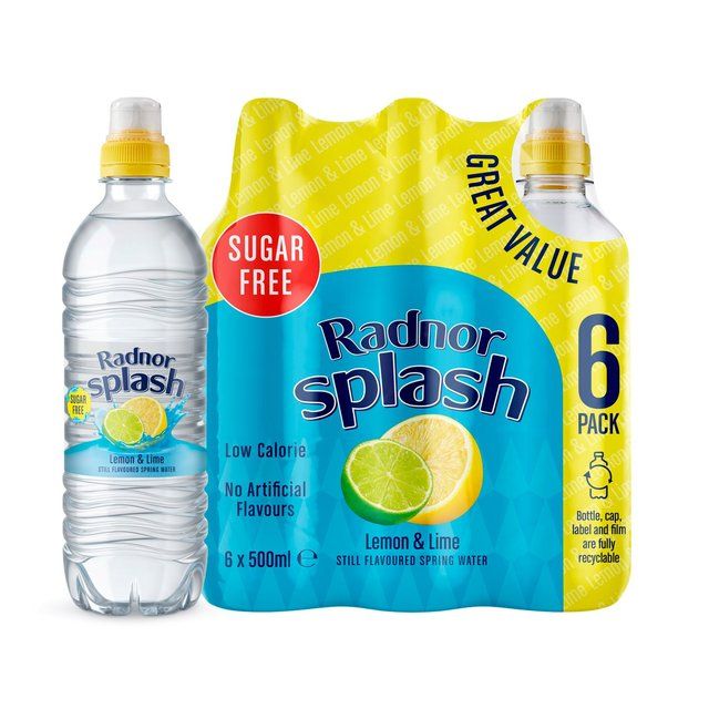 Radnor Splash Lemon &amp;amp; Lime Flavoured Water   6 x 500ml