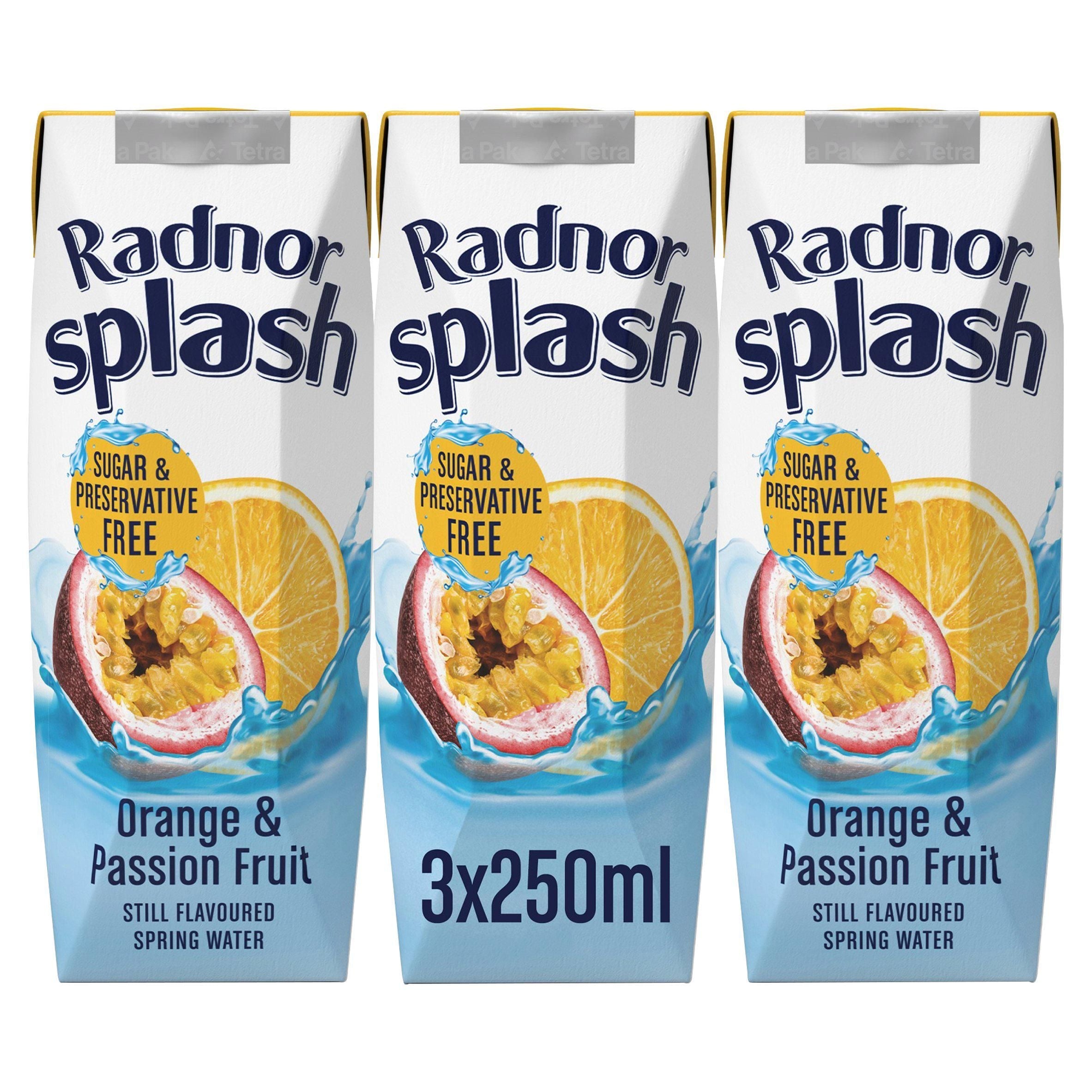 Radnor Splash Orange &amp;amp; Passion Fruit Still Flavoured Spring Water 3x250ml