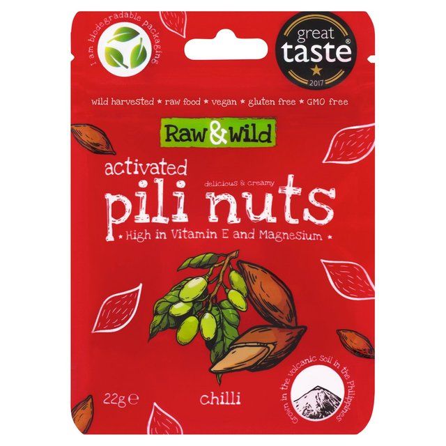 Raw &amp;amp; Wild Activated Pili Nuts Chili Organic   22g