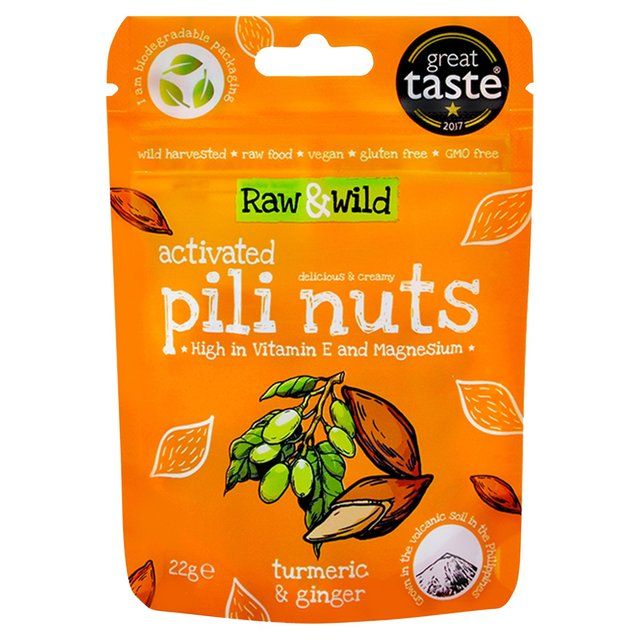 Raw &amp;amp; Wild Activated Pili Nuts Turmeric &amp;amp; Ginger Organic   22g