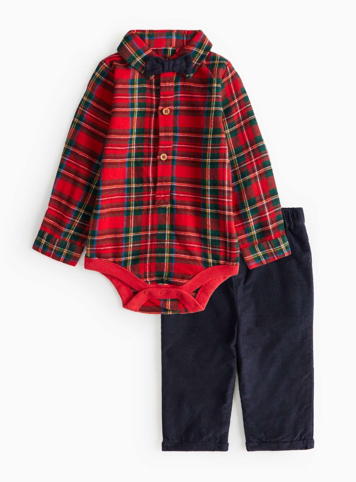 Red Tartan Bodysuit, Bow Tie &amp;amp; Trousers Set 3-6 months