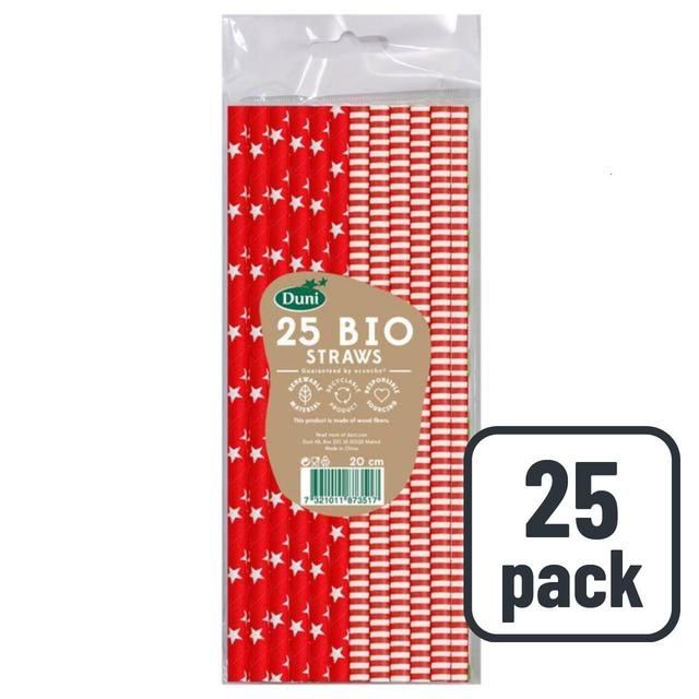 Red &amp;amp; White Recyclable Paper Straws   25 per pack