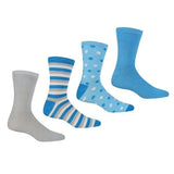 Regatta Womens Lifestyle Ankle Socks Set (Pack of 4) (3-5) Light Steel/Blue