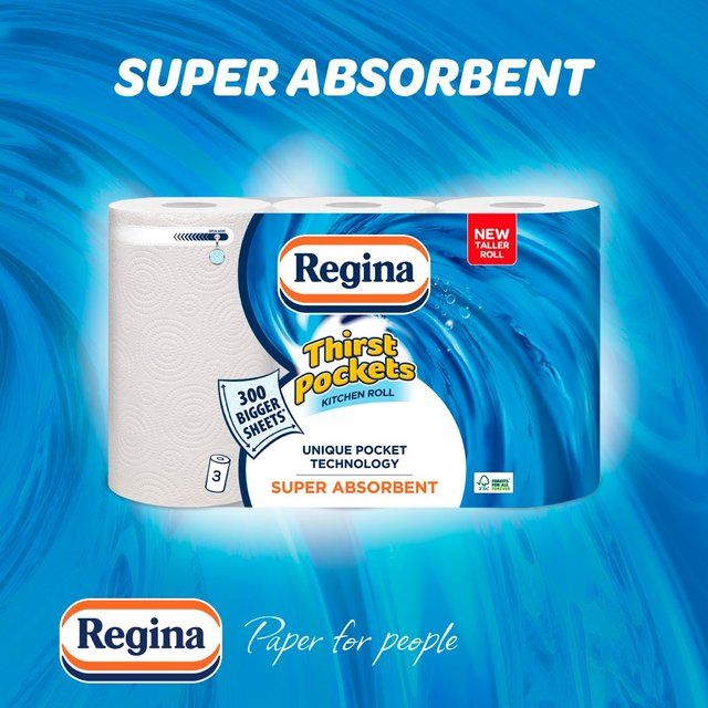 Regina Thirst Pockets Kitchen Roll   3 per pack