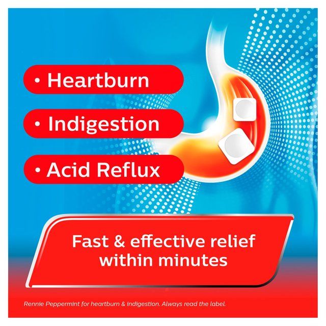 Rennie Peppermint Heartburn &amp;amp; Indigestion Relief Tablets   72 per pack