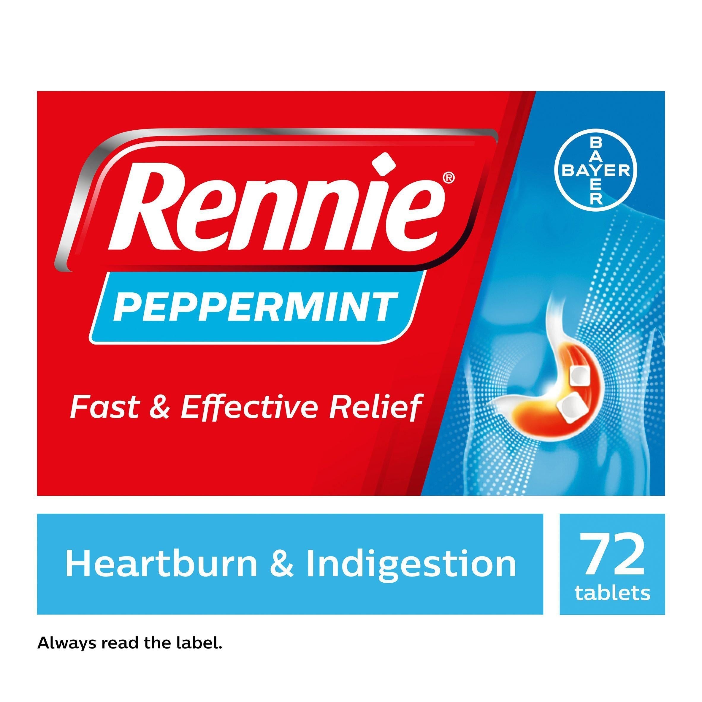Rennie Peppermint Heartburn &amp;amp; Indigestion Relief Tablets x72