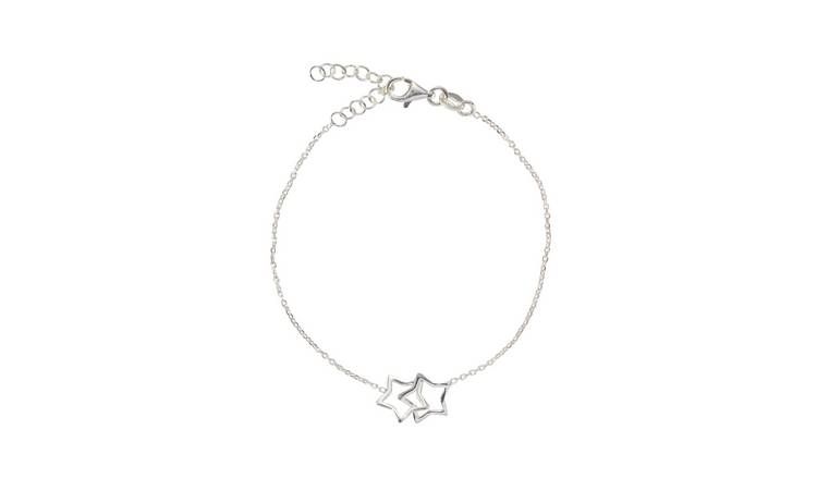 Revere Sterling Silver Double Star Charm Bracelet